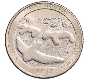 1/4 доллара (25 центов) 2017 года P США «Национальные парки — №36 Национальный парк Эффиджи Маундс (Фигурные Курганы)» — Фото №1