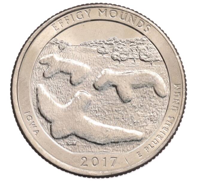 Монета 1/4 доллара (25 центов) 2017 года P США «Национальные парки — №36 Национальный парк Эффиджи Маундс (Фигурные Курганы)» (Артикул: M2-90476) — Фото №1