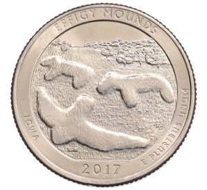 1/4 доллара (25 центов) 2017 года P США «Национальные парки — №36 Национальный парк Эффиджи Маундс (Фигурные Курганы)» — Фото №1