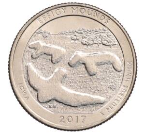 1/4 доллара (25 центов) 2017 года P США «Национальные парки — №36 Национальный парк Эффиджи Маундс (Фигурные Курганы)» — Фото №1