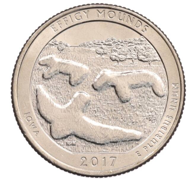 Монета 1/4 доллара (25 центов) 2017 года P США «Национальные парки — №36 Национальный парк Эффиджи Маундс (Фигурные Курганы)» (Артикул: M2-90478) — Фото №1