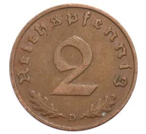 2 рейхспфеннига 1938 года D Германия — Фото №2