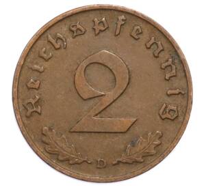 2 рейхспфеннига 1938 года D Германия — Фото №2