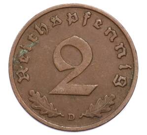 2 рейхспфеннига 1938 года D Германия — Фото №2