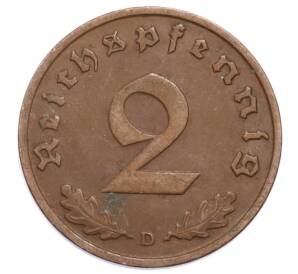 2 рейхспфеннига 1938 года D Германия — Фото №2