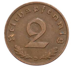 2 рейхспфеннига 1939 года D Германия — Фото №2
