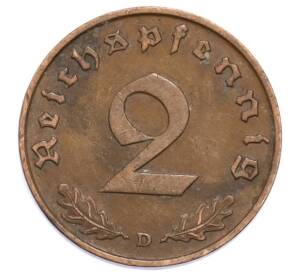 2 рейхспфеннига 1937 года D Германия — Фото №2