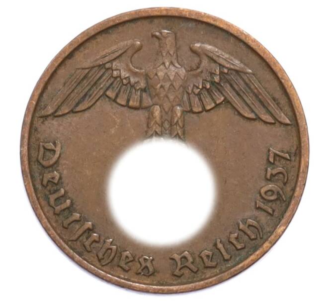 Монета 2 рейхспфеннига 1937 года D Германия (Артикул: K10-5909) — Фото №1