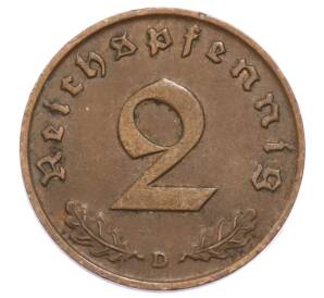 2 рейхспфеннига 1937 года D Германия — Фото №2