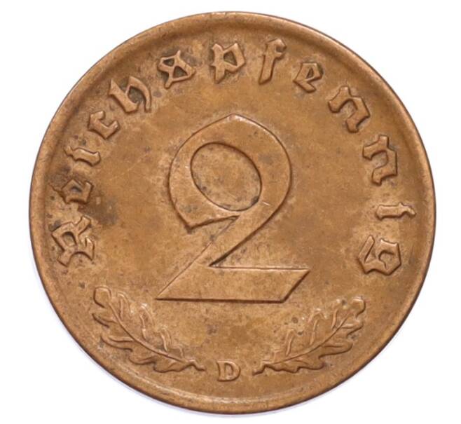 Монета 2 рейхспфеннига 1937 года D Германия (Артикул: K10-5913) — Фото №2