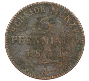 3 пфеннига 1851 года A Пруссия — Фото №1