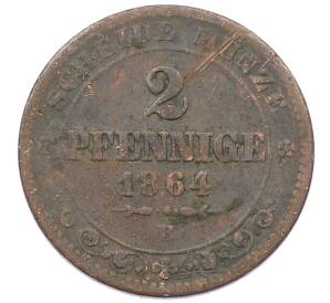 2 пфеннига 1864 года Саксония — Фото №1