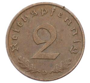 2 рейхспфеннига 1937 года D Германия — Фото №2