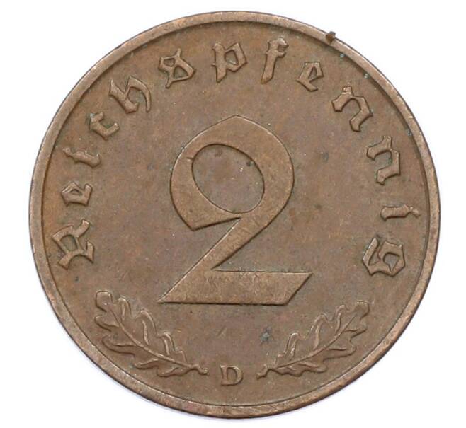 Монета 2 рейхспфеннига 1937 года D Германия (Артикул: K10-5977) — Фото №2