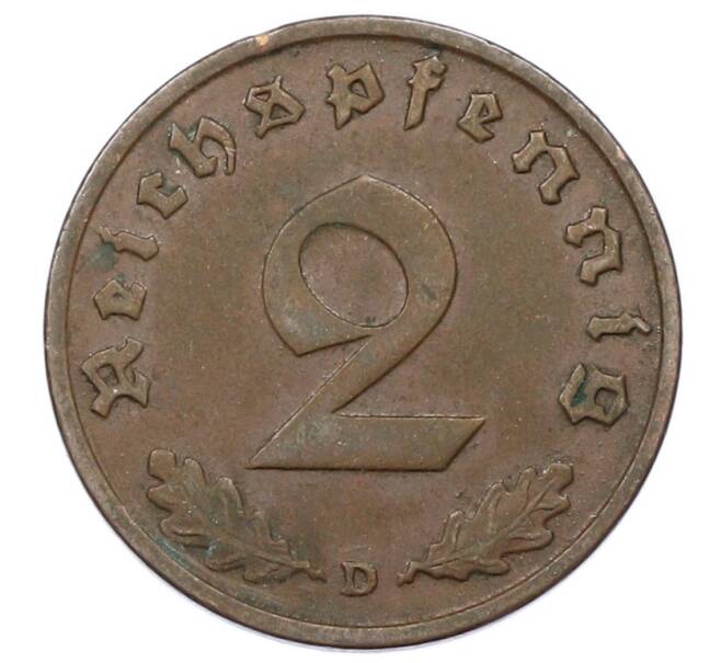 Монета 2 рейхспфеннига 1938 года D Германия (Артикул: K10-5983) — Фото №2