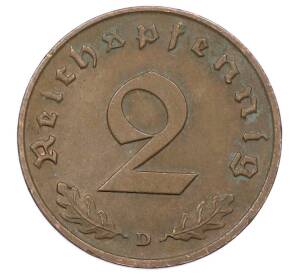 2 рейхспфеннига 1939 года D Германия — Фото №2