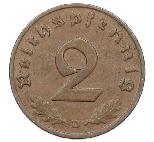 Монета 2 рейхспфеннига 1937 года D Германия (Артикул: K10-5988) — Фото №2