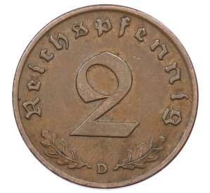 2 рейхспфеннига 1937 года D Германия — Фото №2