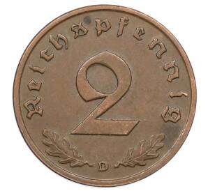 2 рейхспфеннига 1937 года D Германия — Фото №2