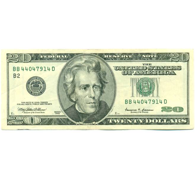 Банкнота 20 долларов 1999 года США (Артикул: K10-6044) — Фото №1