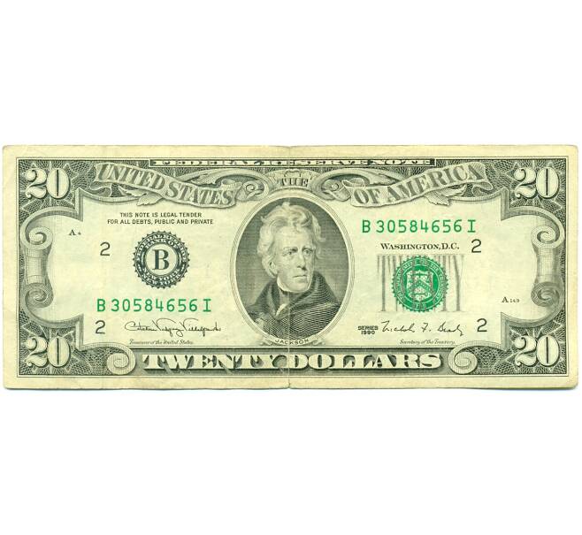 Банкнота 20 долларов 1990 года США (Артикул: K10-6079) — Фото №1