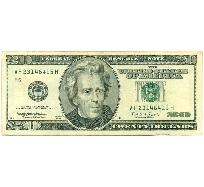 Банкнота 20 долларов 1996 года США (Артикул: K10-6081) — Фото №1