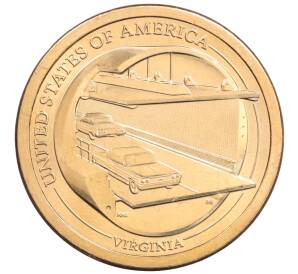 1 доллар 2021 года (Р) США «Американские инновации — Мост-тоннель через Чесапикский залив» — Фото №1