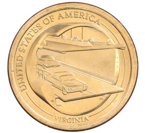 1 доллар 2021 года (D) США «Американские инновации — Мост-тоннель через Чесапикский залив»