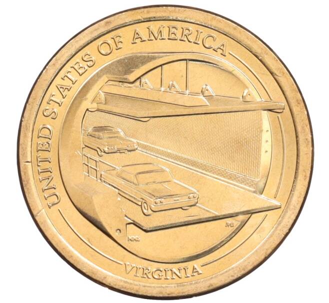 Монета 1 доллар 2021 года (D) США «Американские инновации — Мост-тоннель через Чесапикский залив» (Артикул: M2-90515) — Фото №1