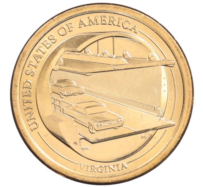 Монета 1 доллар 2021 года (D) США «Американские инновации — Мост-тоннель через Чесапикский залив» (Артикул: M2-90516) — Фото №1