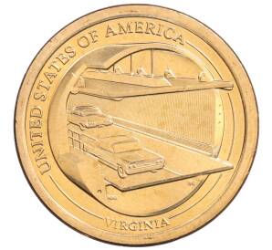 1 доллар 2021 года (D) США «Американские инновации — Мост-тоннель через Чесапикский залив»