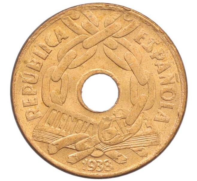 Монета 25 сентимо 1938 года Испания (Артикул: K10-6090) — Фото №2