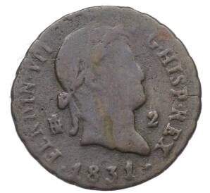 2 мараведи 1831 года Испания — Фото №1