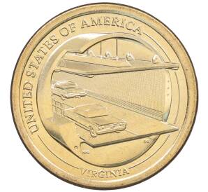 1 доллар 2021 года (D) США «Американские инновации — Мост-тоннель через Чесапикский залив»