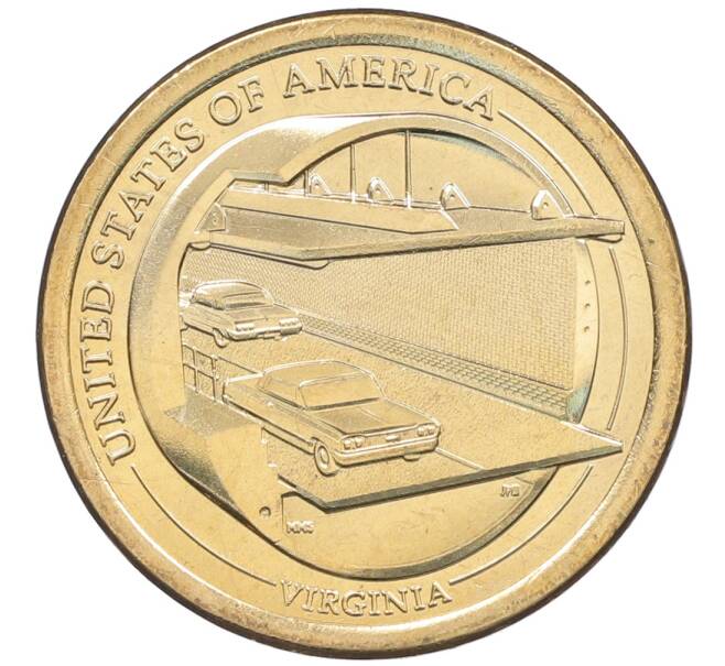 Монета 1 доллар 2021 года (D) США «Американские инновации — Мост-тоннель через Чесапикский залив» (Артикул: M2-90569) — Фото №1