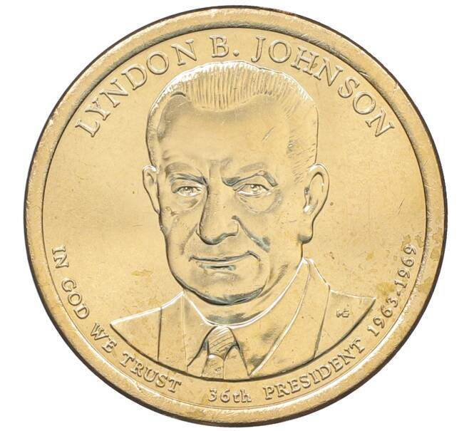 Монета 1 доллар 2015 года (D) США «36-й президент США Линдон Джонсон» (Артикул: M2-90609) — Фото №1