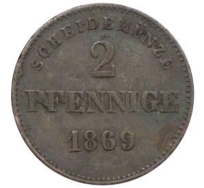 2 пфеннига 1869 года Саксен-Мейнинген — Фото №1