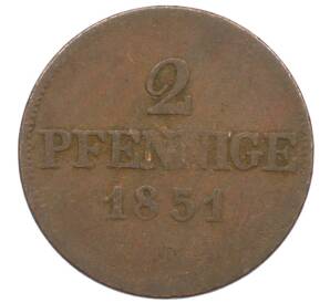 2 пфеннига 1851 года Саксония — Фото №1