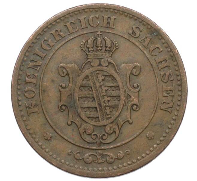 Монета 2 пфеннига 1864 года Саксония (Артикул: K10-6280) — Фото №2