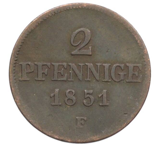 Монета 2 пфеннига 1851 года Саксония (Артикул: K10-6285) — Фото №1