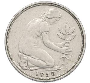 50 пфеннигов 1950 года J Западная Германия (ФРГ) — Фото №1