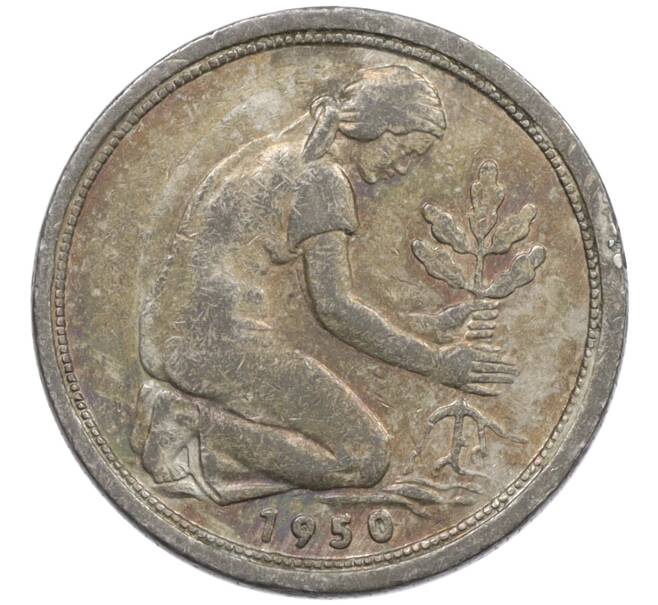 Монета 50 пфеннигов 1950 года J Западная Германия (ФРГ) (Артикул: K10-6635) — Фото №1