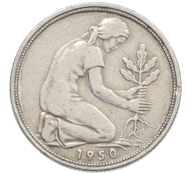 Монета 50 пфеннигов 1950 года J Западная Германия (ФРГ) (Артикул: K10-6637) — Фото №1