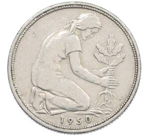 50 пфеннигов 1950 года J Западная Германия (ФРГ) — Фото №1