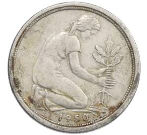 50 пфеннигов 1950 года J Западная Германия (ФРГ) — Фото №1