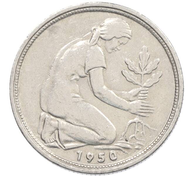 Монета 50 пфеннигов 1950 года D Западная Германия (ФРГ) (Артикул: K10-6646) — Фото №1