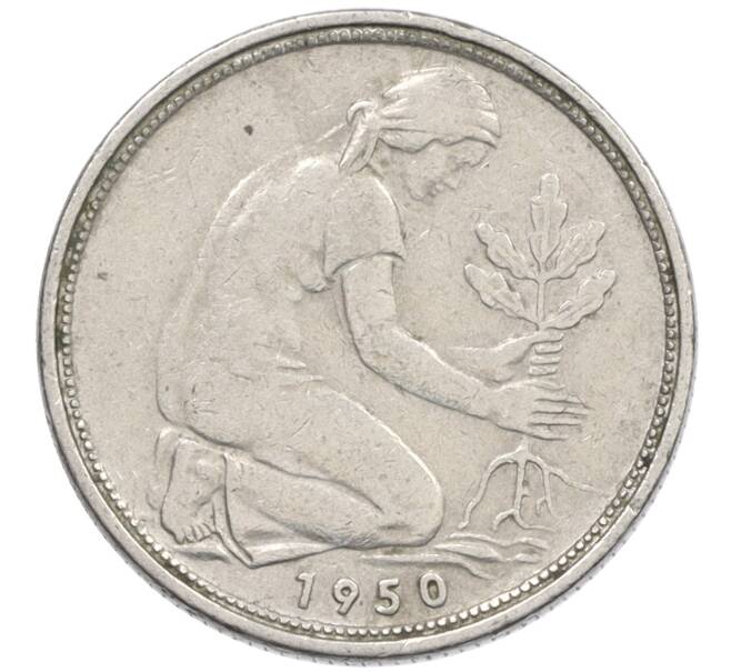 Монета 50 пфеннигов 1950 года G Западная Германия (ФРГ) (Артикул: K10-6650) — Фото №1