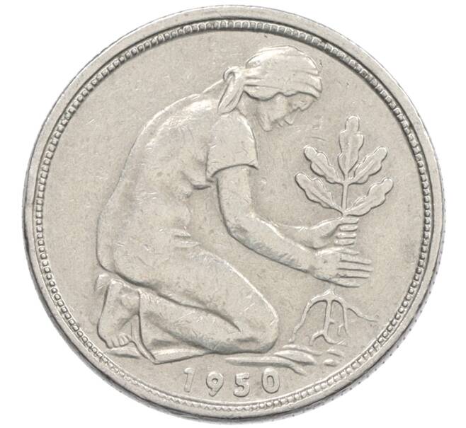 Монета 50 пфеннигов 1950 года J Западная Германия (ФРГ) (Артикул: K10-6651) — Фото №1