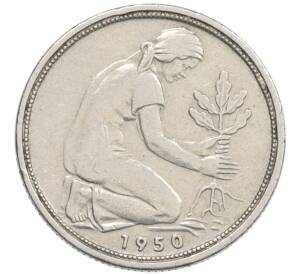 50 пфеннигов 1950 года D Западная Германия (ФРГ) — Фото №1