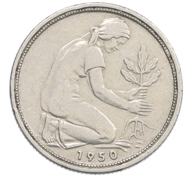 Монета 50 пфеннигов 1950 года D Западная Германия (ФРГ) (Артикул: K10-6653) — Фото №1